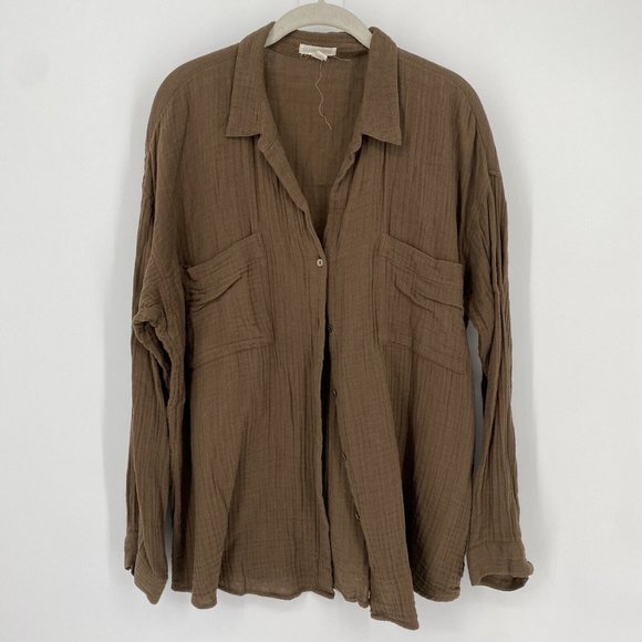 Eileen Fisher Tops - Eileen Fisher Brown Gauze 2-layered Blouse. Not see-through. Soft/comfortable.